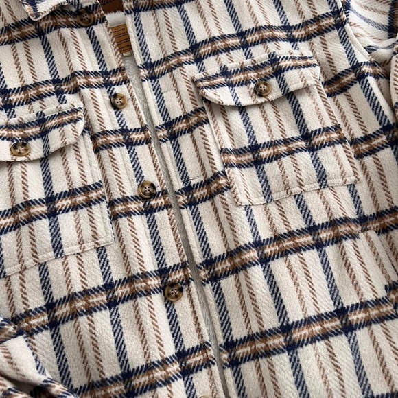 Ottawa the label cream & blue FLANNEL SHIRT/JACKET - size large - Sherpa - Picture 2 of 5